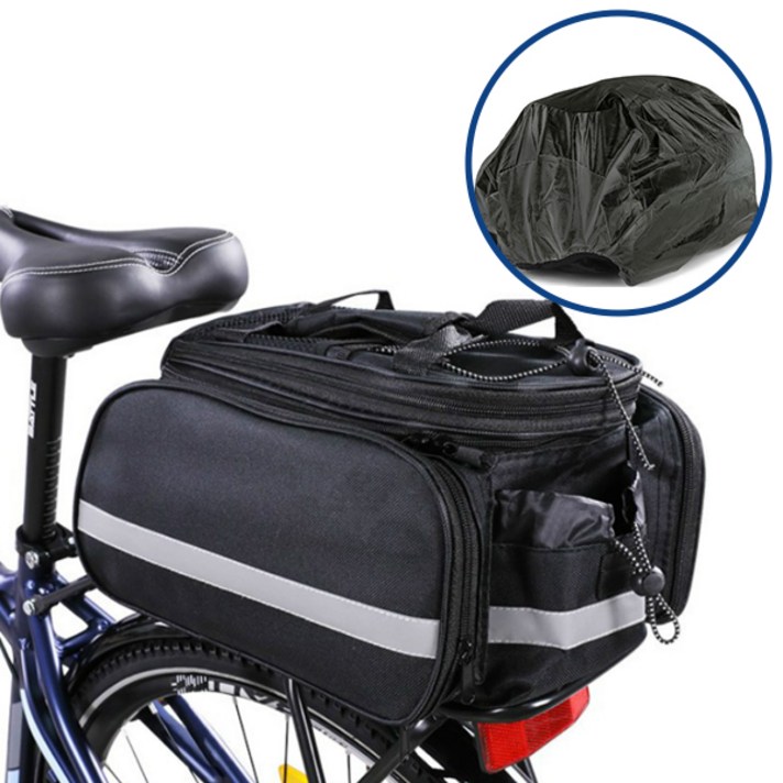 자전거 짐받이 가방 안장가방 투어백 여행 수납 라이딩 백 방수커버 포함, 블랙, 1개
