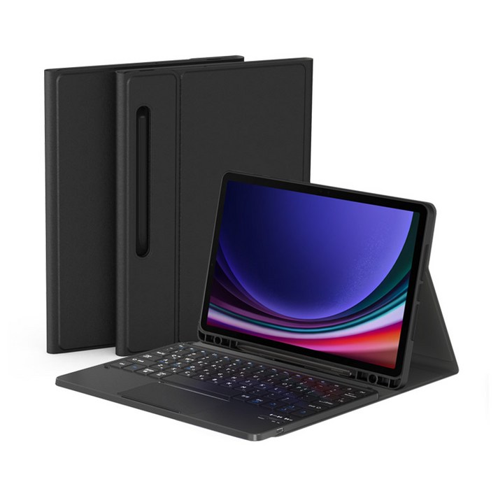 데이웍스 갤럭시탭 S10FE S9FE S9 블루투스 터치패드 키보드 북커버 케이스 S펜 수납, 블랙 단품