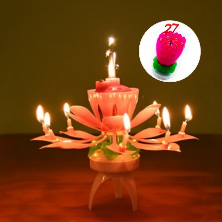 회전 생일 촛불 멜로디 파티 케이크 장식 축하 이벤트