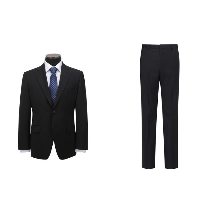 코오롱패션 코오롱 브렌우드 울 혼방 스판 여름용 무지 블랙 검정 일반핏 하복 정장 세트무료배송