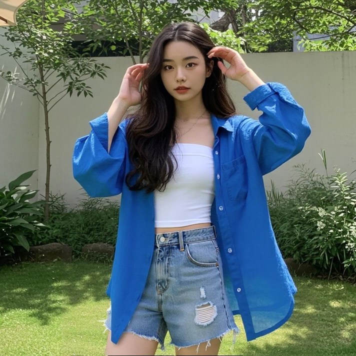 상상그이상 여성용 데일리 무지 파스텔 거즈 셔츠 남방 린넨 롤업셔츠 루즈핏남방 데일리룩 시원한 여름 남방