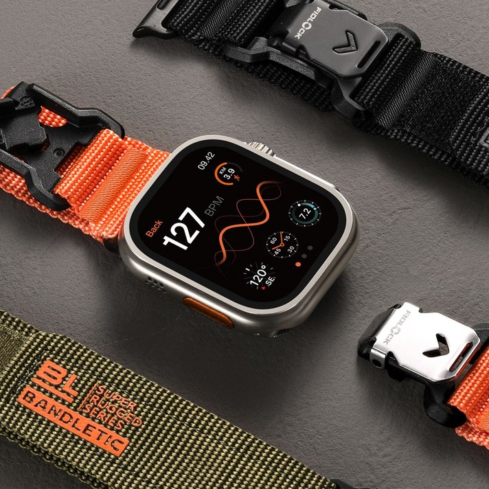 밴들레틱 애플워치 FidLock 마그네틱 스포츠 루프 스트랩 밴드, 블랙
