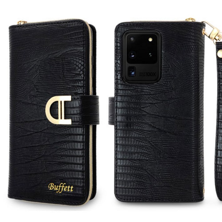 갤럭시A54 A546 버핏 루시드 지퍼 지갑형 다이어리 케이스 스트랩 포함