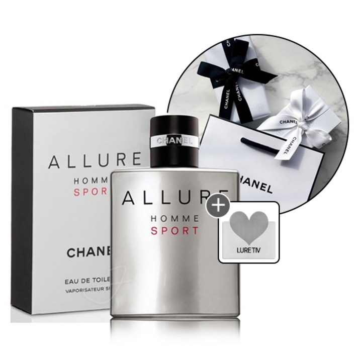기프트리본포장세트 샤넬 남자 알뤼르 옴므 스포츠 EDT 향수 로샤쉐