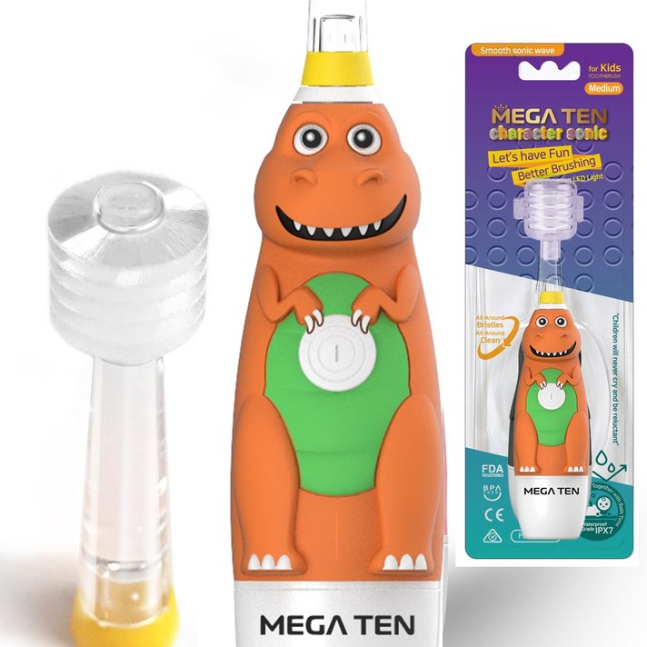 메가텐 싱글팩 공룡 캐릭터소닉 360도 어린이 유아 음파진동칫솔
