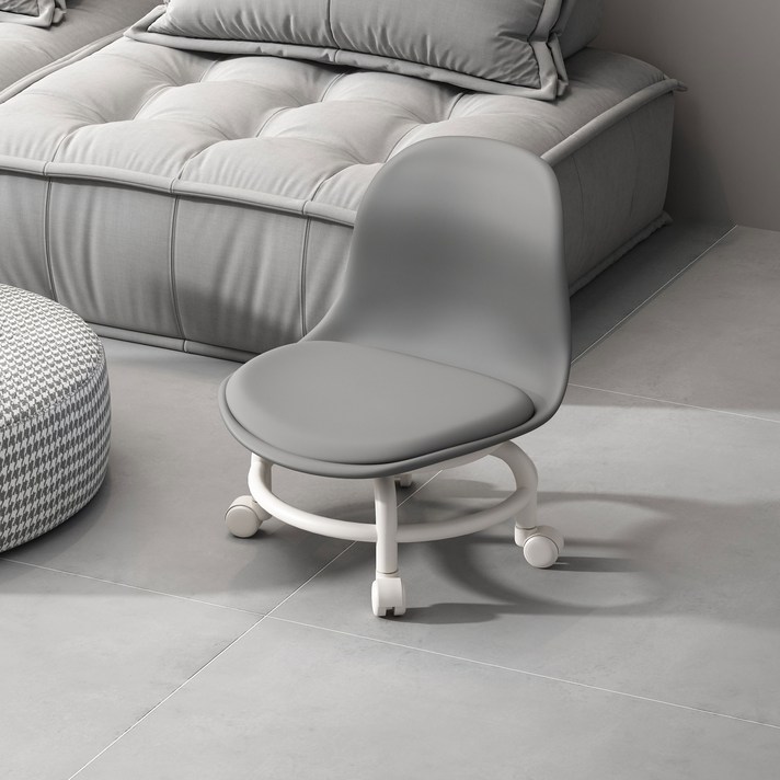 우이지아 탄소강프레임 앉은뱅이 회전 작업 요추등받이 의자, 그레이