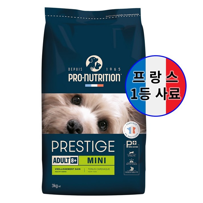 PN 프레스티지 독 시니어 미니 8 사료 노령견 강아지 프랑스 사료, 1개, 3kg PN 프레스티지 독 시니어 미니 8 사료 노령견 강아지 프랑스 사료, 1개, 3kg