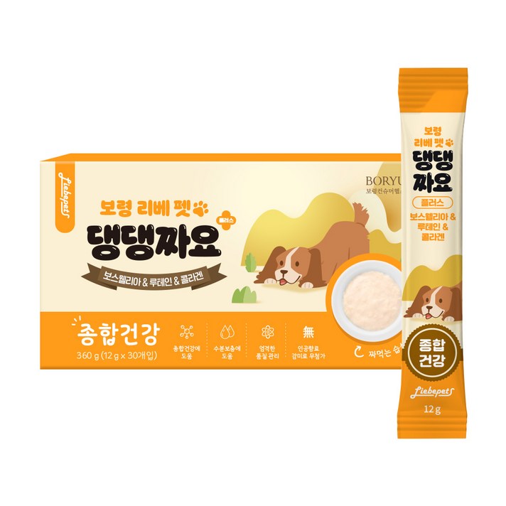 보령 리베 펫 댕댕짜요 플러스 종합건강 강아지 영양간식, 눈건강피부건강관절건강, 360g, 1개