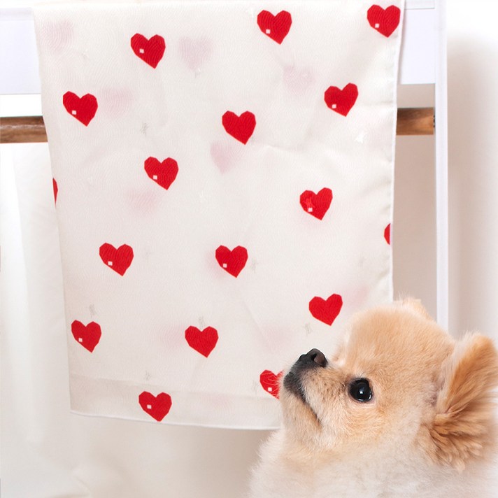 해피앤퍼피 시원한 강아지이불 20가지 디자인 강아지 고양이 여름 인견블랭킷 오가닉블랭킷 낮잠이불 담요, 레드하트인견