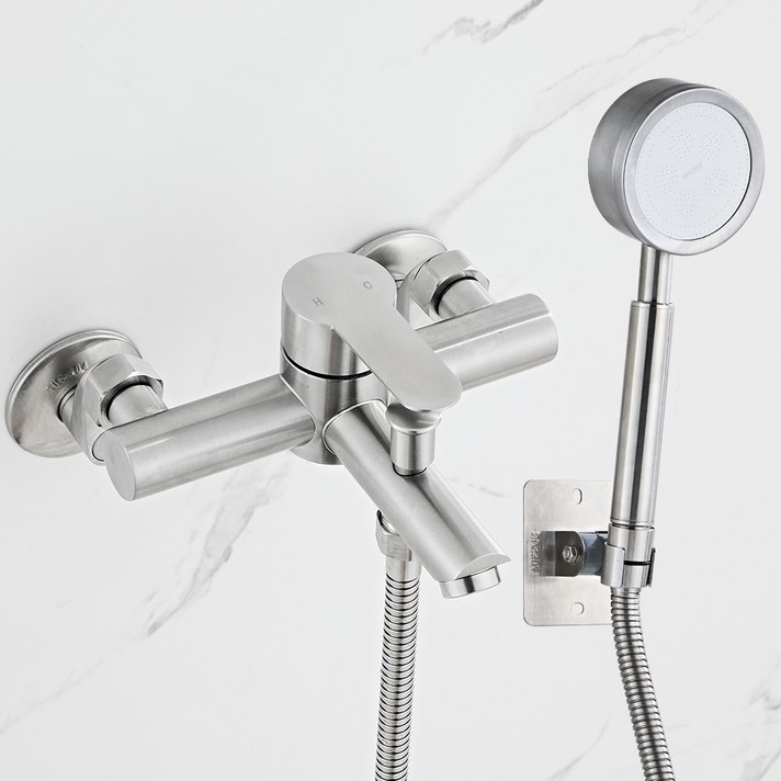 SUS304 욕실수전세트  2가지 출수 모드 손수전하향  증압 기능, 냉온수 조절