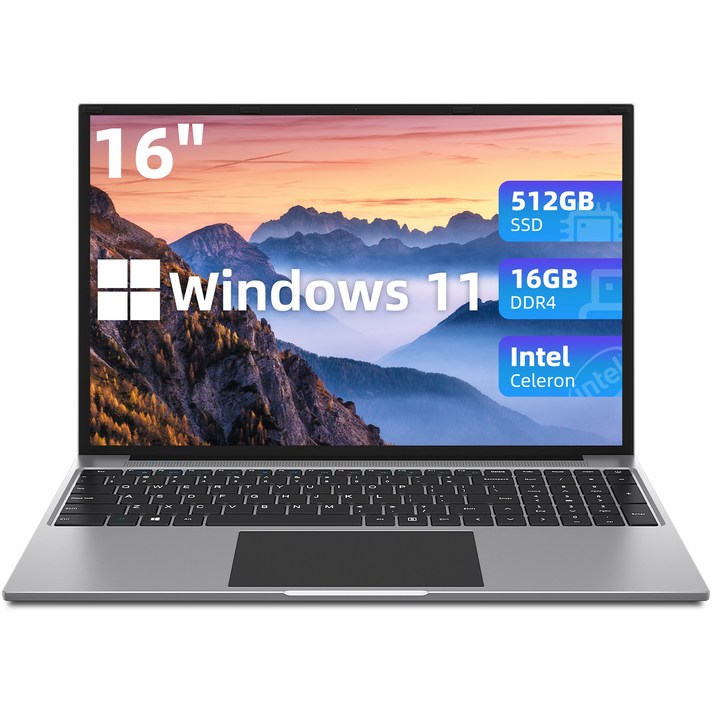노트북16인치DDR4 16GSSD 512G가성비노트북슬림FHD IPS업무용사무용그레이, WIN11 Home, grey, 16GB, 512GB, 노트북