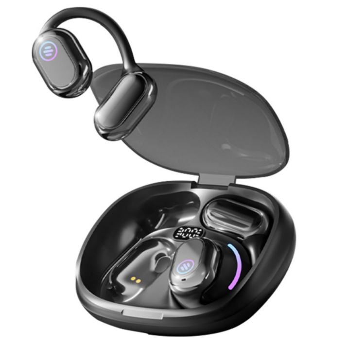 헤몬팜 오픈이어 무선 이어폰 블루투스 이어폰 충전식 골전도 이어폰, 블랙,1개