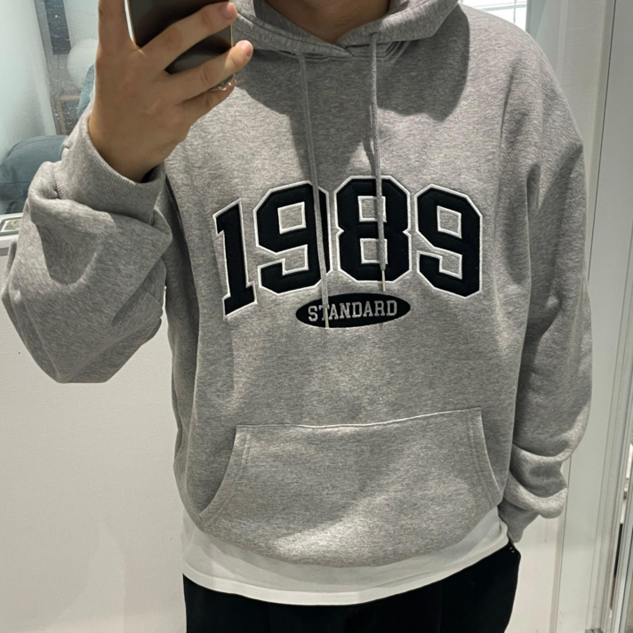 당일출고정품 1989스탠다드 1989자수 후드티 그레이 고급 면양말