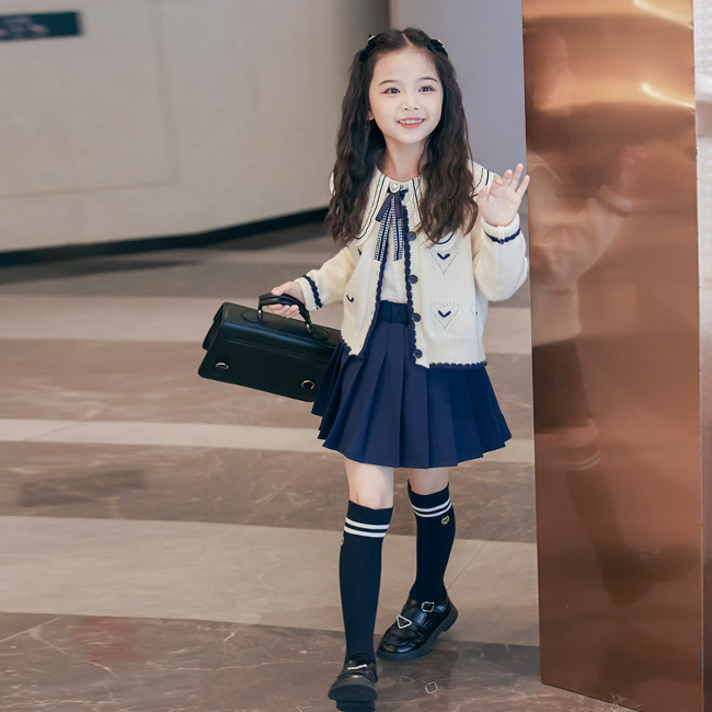 해피델리 주니어 체니 코디풀세트 가디건블라우스스커트넥리본핀양말