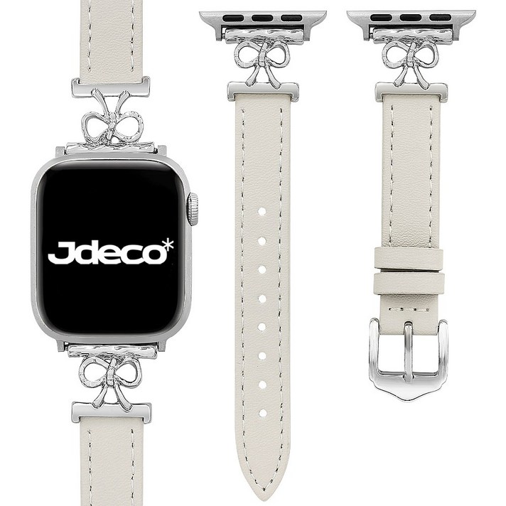 제이데코 애플워치 호환 리본 하트 커넥터 레더 스트랩, 1개