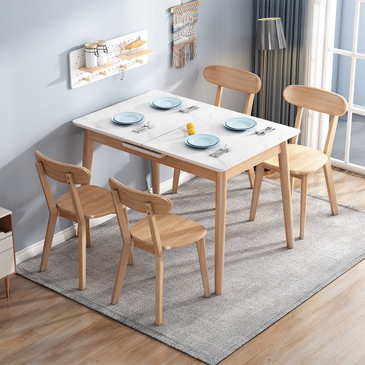 세라믹 확장형 식탁 6인용 확장 테이블 원목 1600 공간활용 세트 슬라이딩