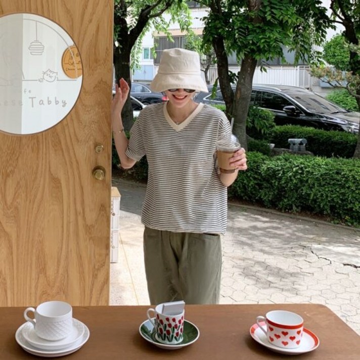 메이블루 펩시 단가라 반팔티