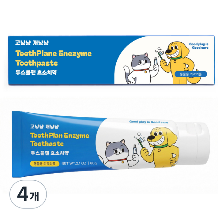 고냥냥 개냥냥 반려동물 효소 치약 닭고기맛, 4개, 60g