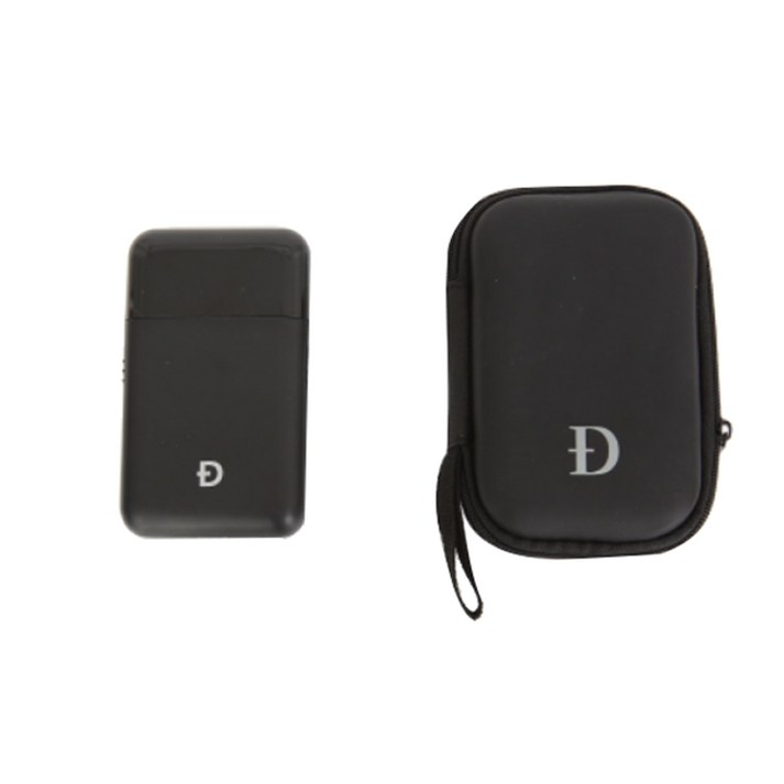 eslv97 Dr.Elvis 휴대용 선물용 얇은 카드형 전기 충전식 면도기 + 전용 휴대용 파우치, 블랙, DARCMES-001