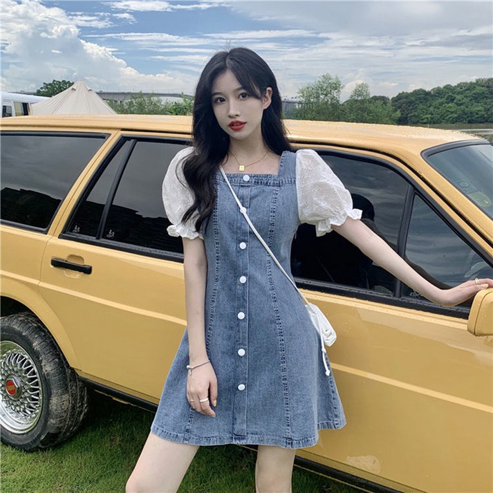 피어니스트 프렌치스퀘어 데님 미니원피스 피어니스트 프렌치스퀘어 데님 미니원피스