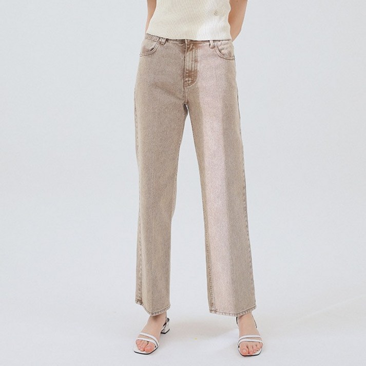 온앤온 여성용 워싱 스트레이트 핏 데님 면 팬츠 NEJ3ML312