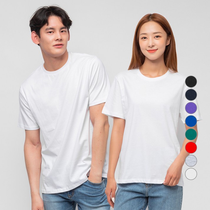 캐럿 남녀공용 베이직 라운드 반팔티 8컬러 캐럿 남녀공용 베이직 라운드 반팔티 8컬러