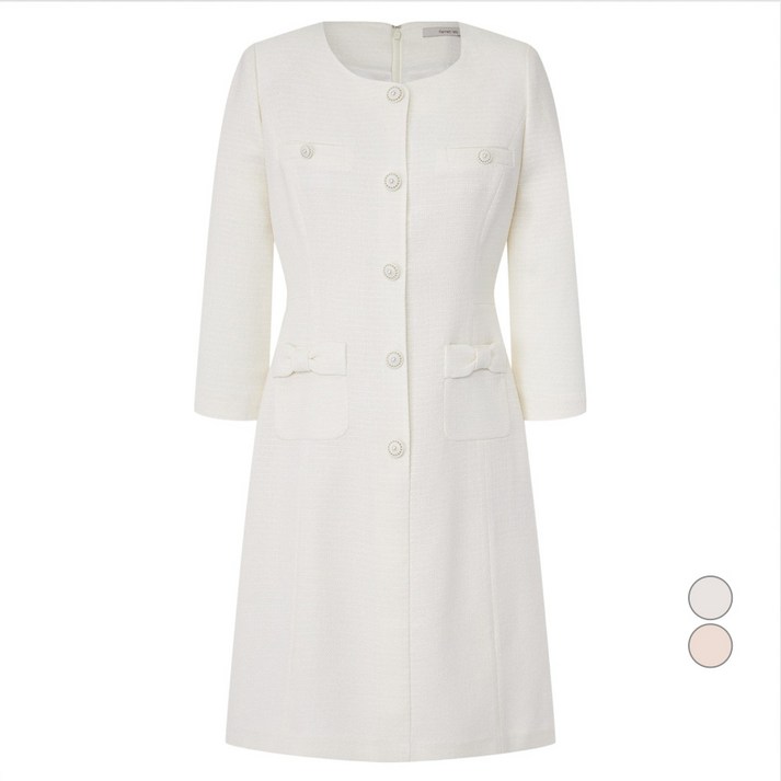 케네스레이디 여성용 리본 포켓 트위드 원피스