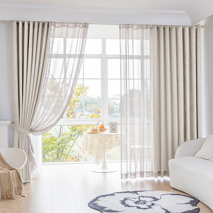 지나송 스팽클 아일렛 암막커튼+코디커튼+봉세트