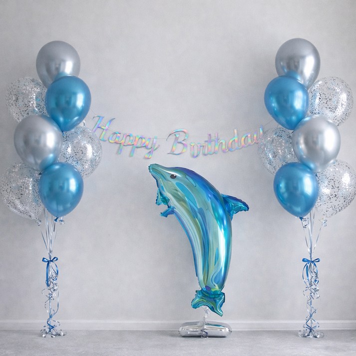 라이크 Happy Birthday 가랜드 돌고래 풍선 세트 라이크 Happy Birthday 가랜드 돌고래 풍선 세트