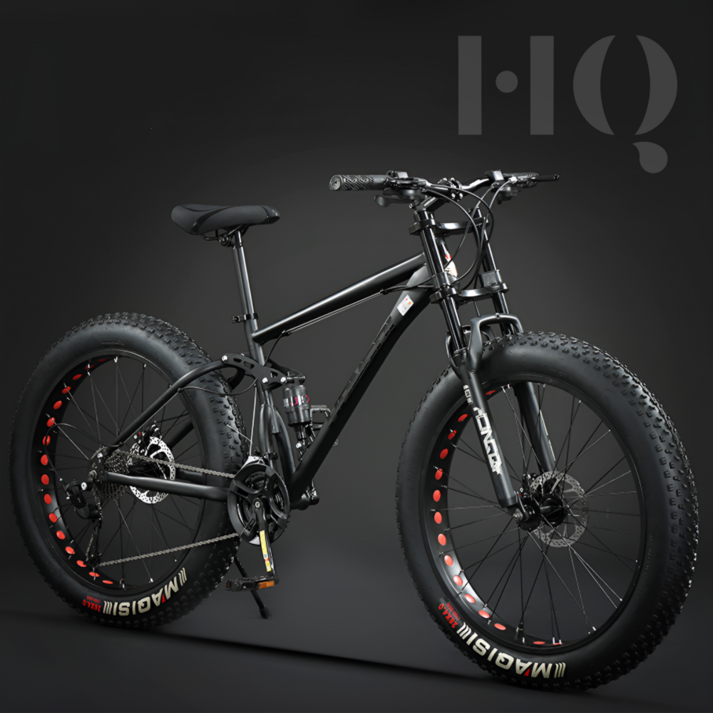 HQ 풀샥 팻바이크 오프로드 MTB 광폭 산악자전거, 다크그레이 스포크 휠, 1개 HQ 풀샥 팻바이크 오프로드 MTB 광폭 산악자전거, 다크그레이 스포크 휠, 1개