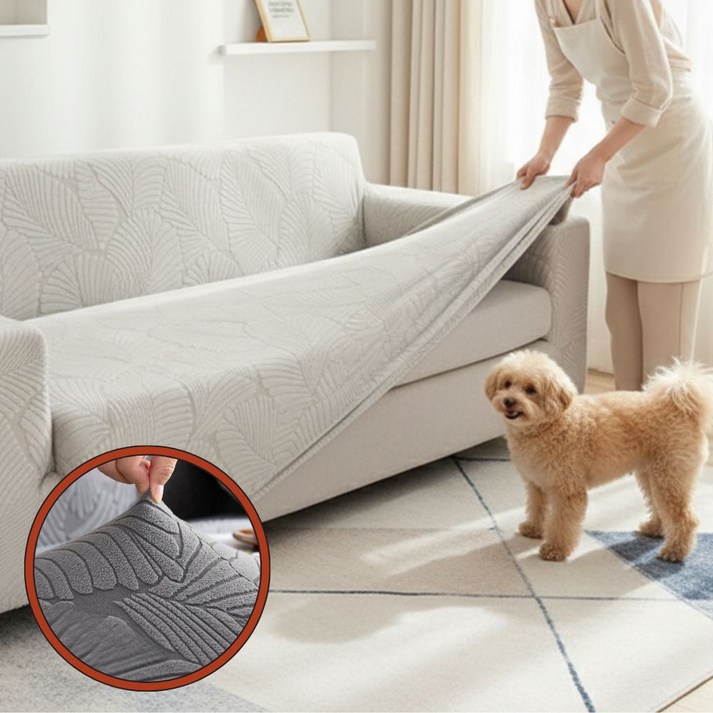 기완데코 사계절 인테리어 긁힘방지 소파커버, 베이지, 1개