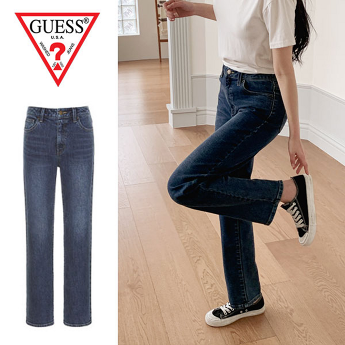 정품 게스 여성 부츠컷 청바지 스판 미디엄블루 사계절