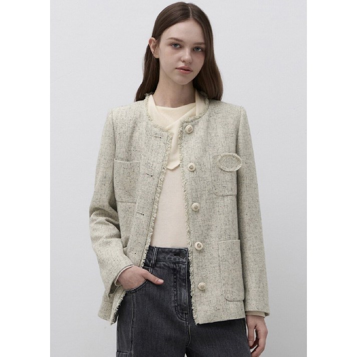 잇미샤 잇미샤  라운드넥 트위드 자켓 (ITQ2WJK100)_DG_DG