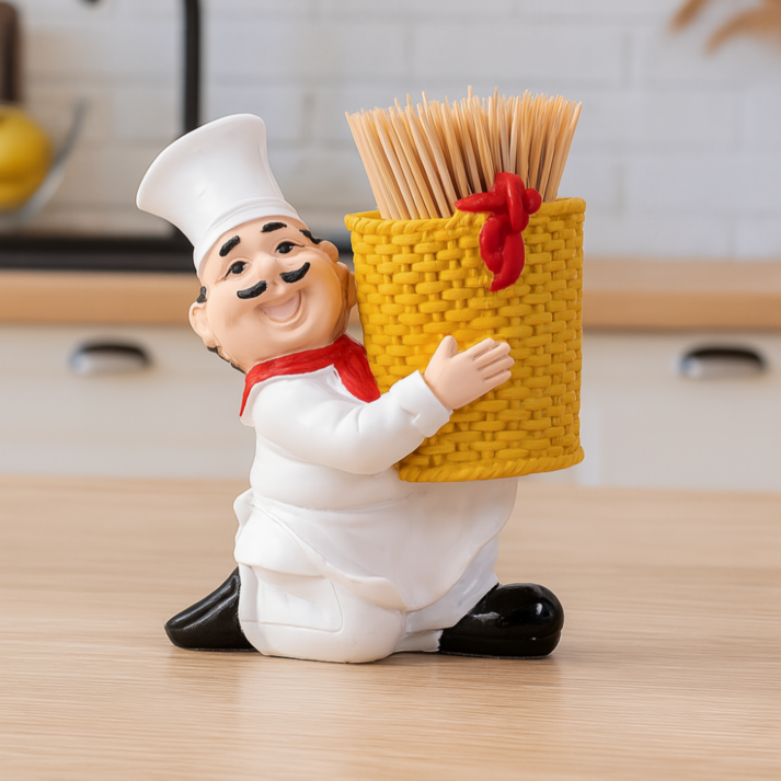 주방 장식용 귀여운 셰프 레진 이쑤시개 홀더 수납함