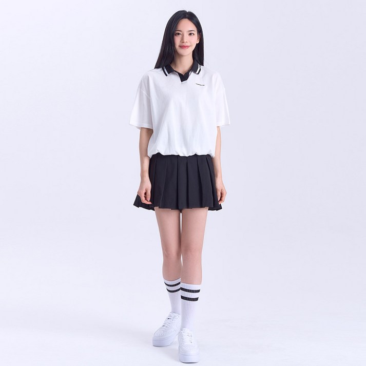 다운블로우 고품질 여자프리밴딩 반팔티셔츠 미니 스커트쇼츠set2