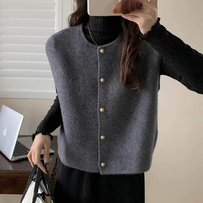 케어렛 여성 니트 조끼 가디건 가을 겨울 오피스룩 하객룩 정장 가디건