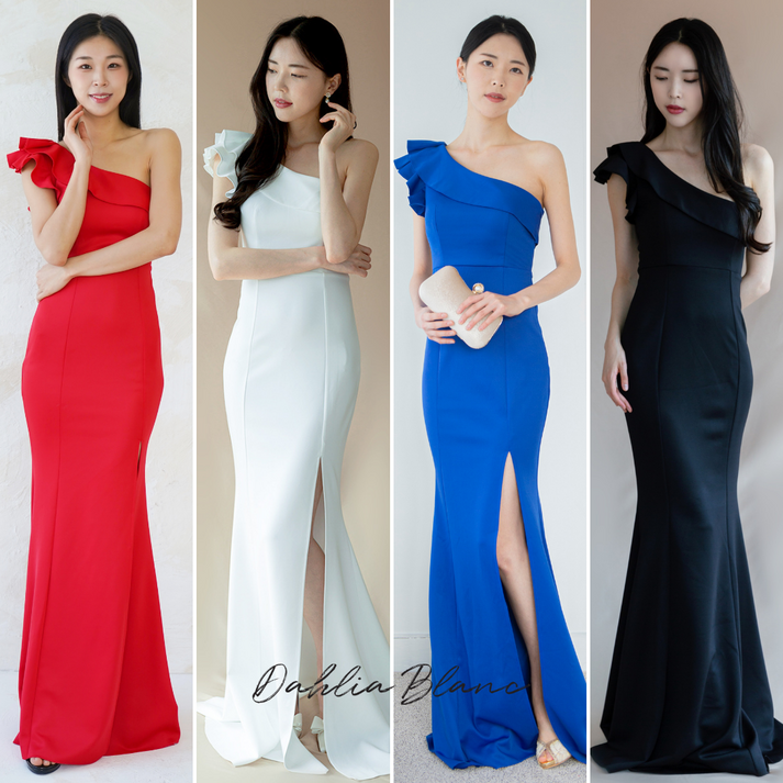 원숄더 프릴 롱 드레스 원숄더 프릴 롱 드레스