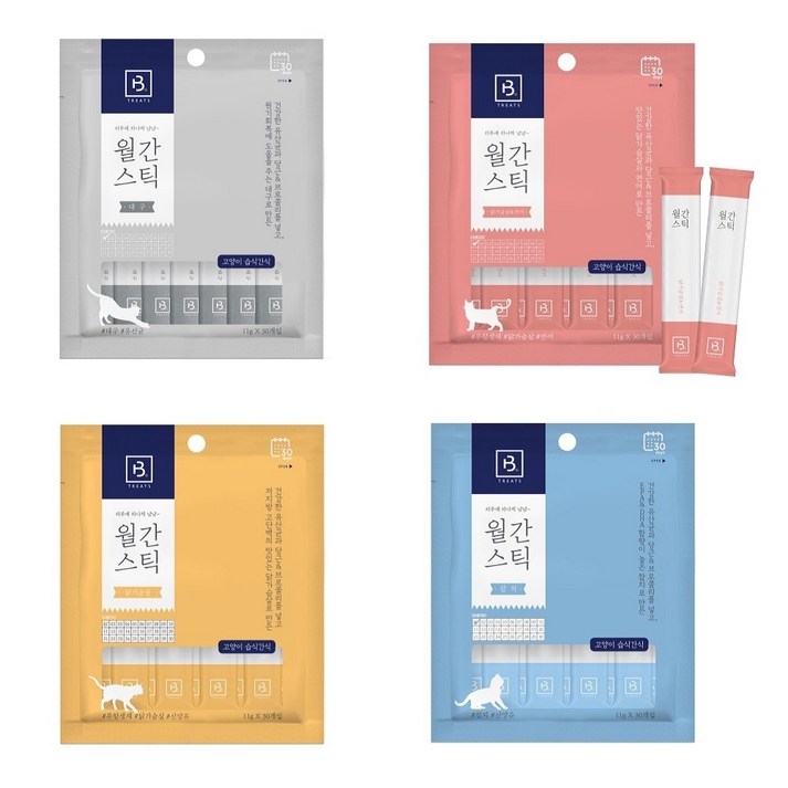 월간스틱 하루 1포 짜먹는 츄르 고양이간식 대용량 60개소세지 5p, 11g, 1개