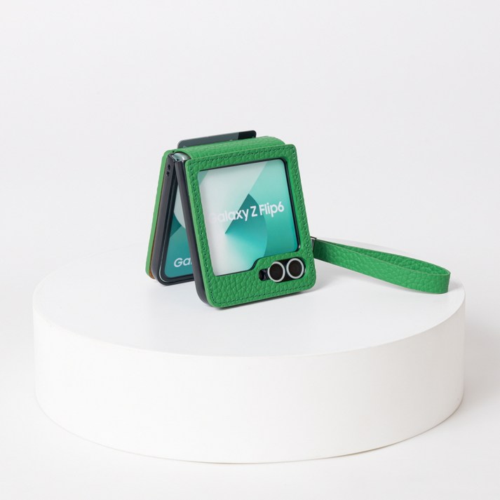 진렌체 포디움 천연 소가죽 토고 파스텔 갤럭시 Z플립 카드 케이스