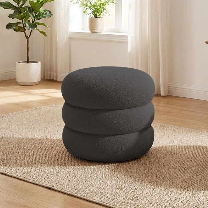 FONOW 램스울 스툴 화장대거실헌관  미니 인테리어 의자  낮은 의자 1인용 스툴 의자