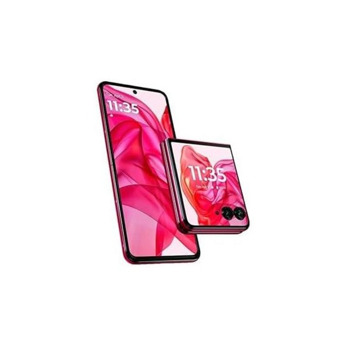 모토로라 레이저 50 울트라 XT24511 256GB 8GB 5G 폴더블 스마트폰 6.9인치 OLED 165Hz 디스플레이  4인치 외부 TMobile 잠금형 핑크 리뉴