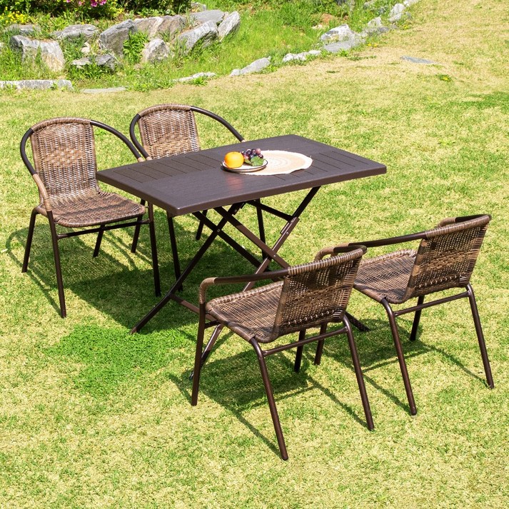 아르망 1000X700 유로 39번 4인 야외 테이블 세트, 선택브라운