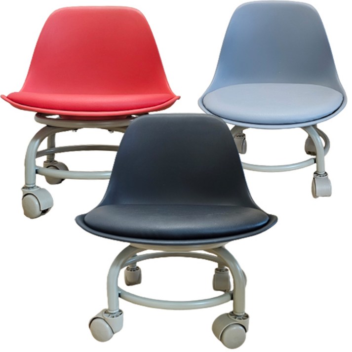 등받이 의자 바퀴형 좌식 미니 낮은 네일 작업용 의자, 회색