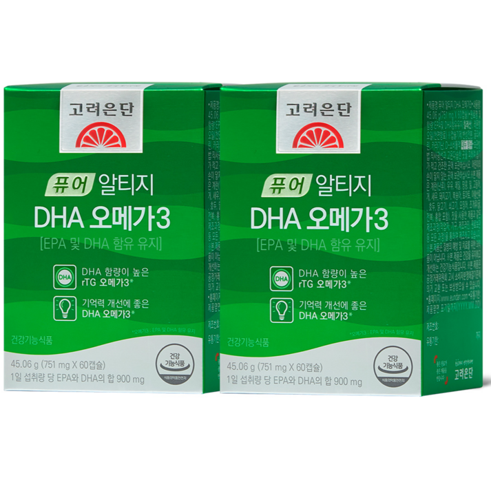 고려은단 퓨어 알티지 DHA 오메가3 식물성캡슐