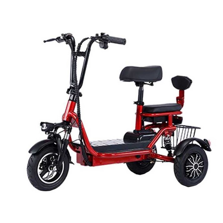 전기 삼륜자전거 접이식 세발 소형 2인승 트렁크 수납, 상세 페이지 참고, 화이트ㅣ20A 리튬 배터리ㅣ주행 120마일