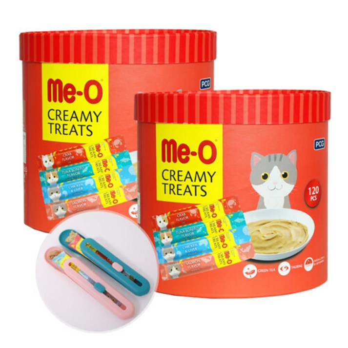 브랜드없음 고양이간식 미오 Me-O 크리미 대용량 고양이 추르 120개 2통 69,210