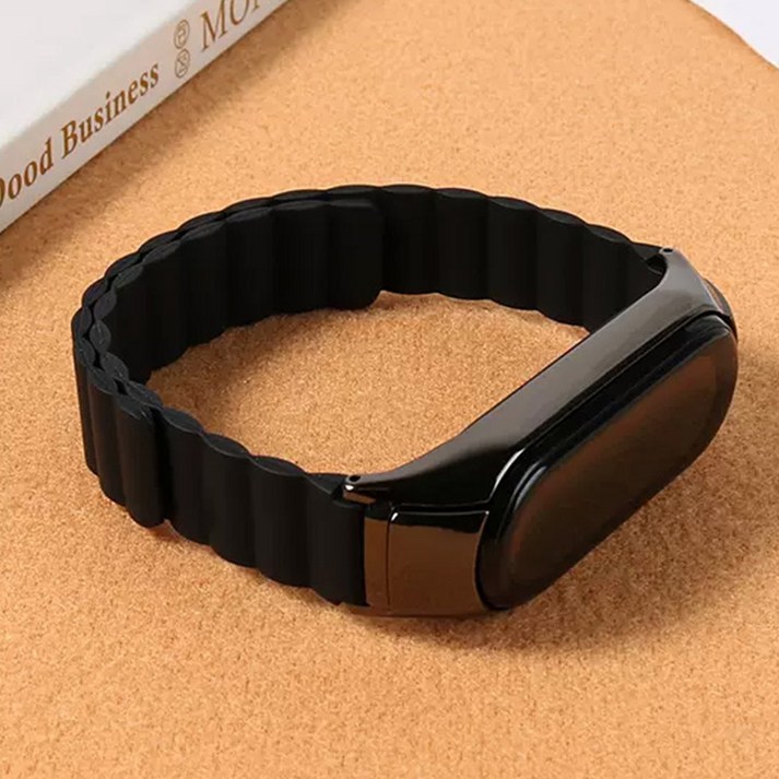 (1+1)이너스 생활방수 샤오미 미밴드7 실리콘 마그네틱 스트랩 시계줄, 연핑크+연핑크