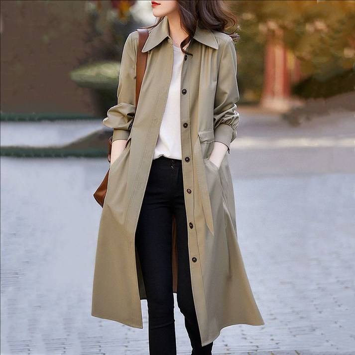 SAHINER 봄가을 여성 허리끈 롱원피스 벨티드 원피스 LWAWT26