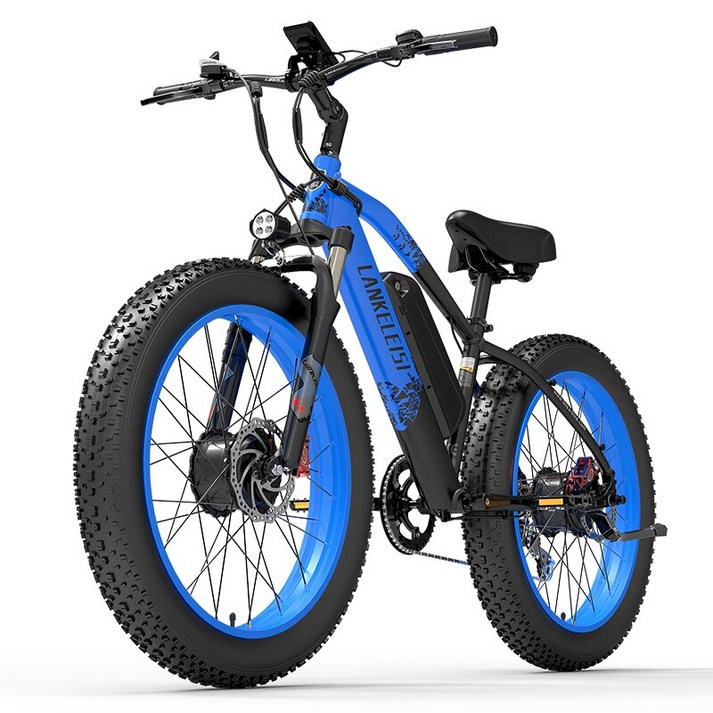 산악용전기자전거 전기자전거 LANKELEISI-MG740PLUS 전기 자전거 듀얼 모터 2000W 48V 17.5AH 산악 Ebike 성인용 26 인치 팻