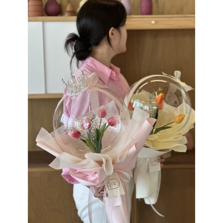 봉봉 튤립 꽃풍선 꽃다발 레터링풍선 생일선물, 기념일, 발표회축하선물